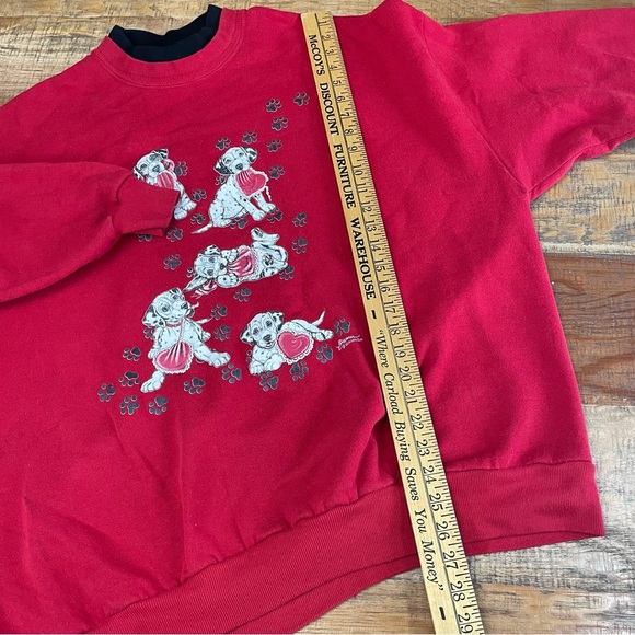 Vintage Morning Sun Dalmatian Dog Sweatshirt Red Women size 3X heart - Picture 8 of 11